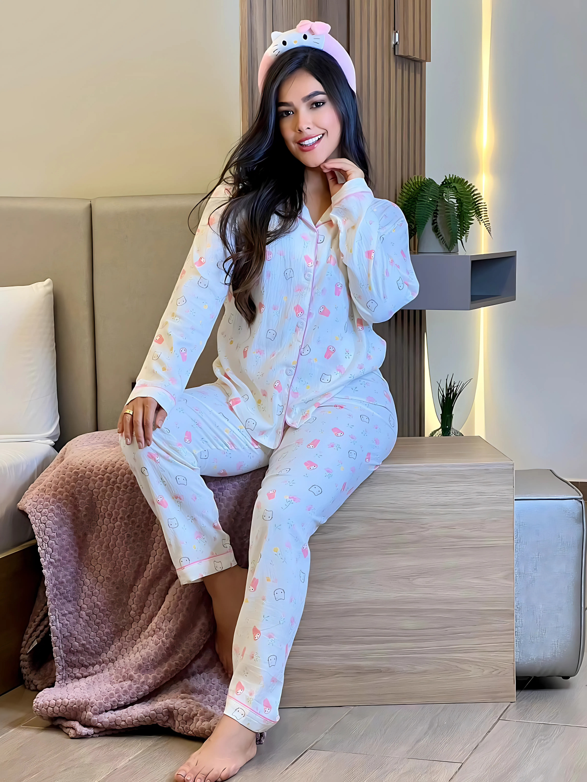 Pijama Sweet Serenity – Pijama Mujer 2 Piezas Chalis Crepé Manga Larga