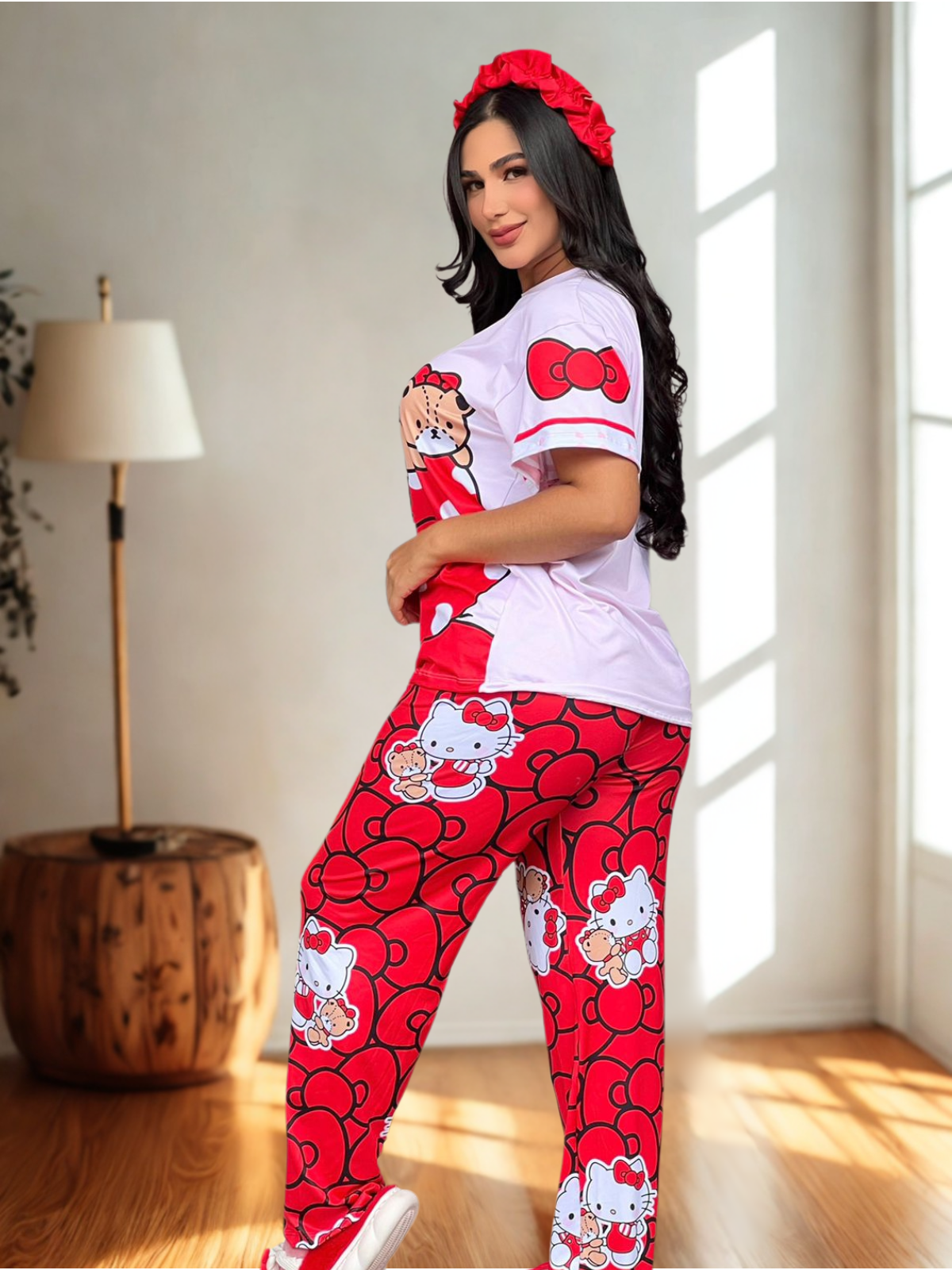 Pijama Hello Kitty 3 Piezas Mujer en Piel de Durazno – Short y Pantalón