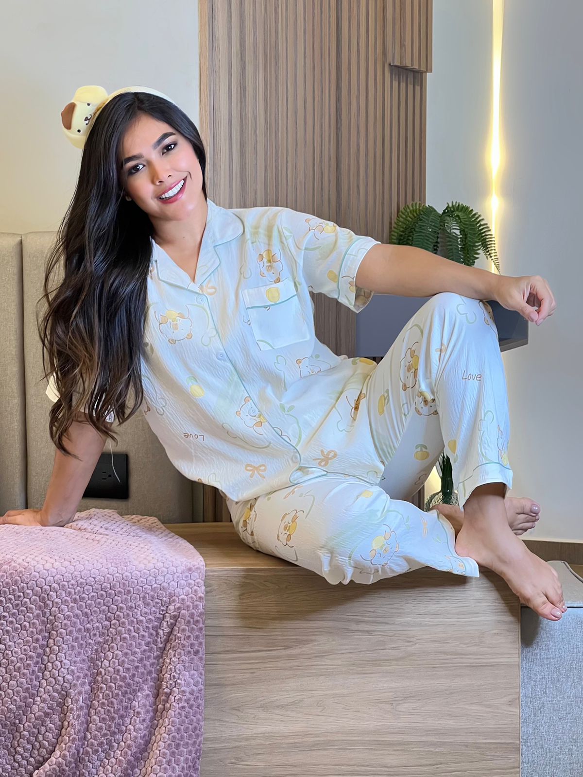 Golden Bears – Pijama Mujer 3 Piezas en Chalis Crepé