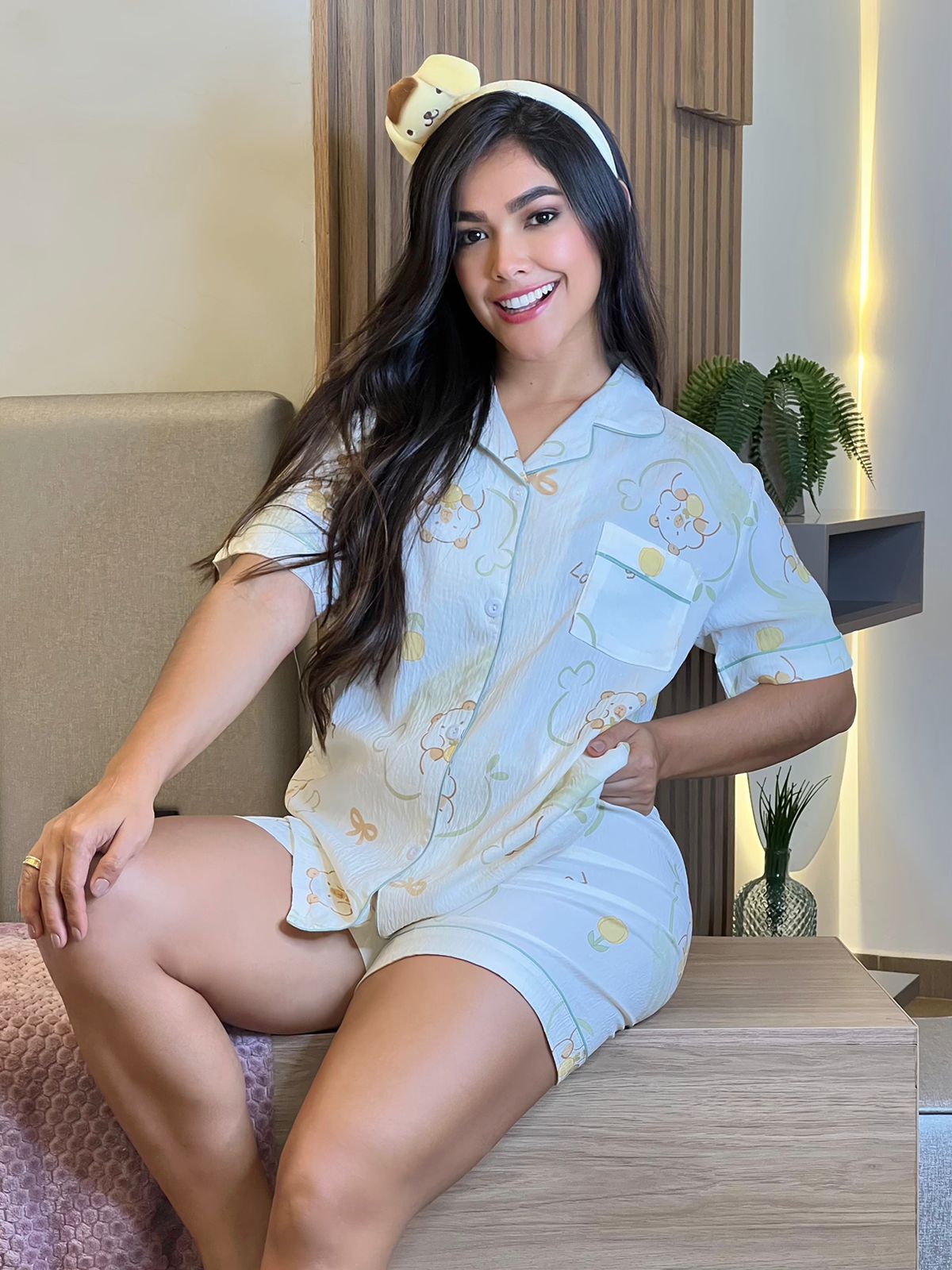 Golden Bears – Pijama Mujer 3 Piezas en Chalis Crepé