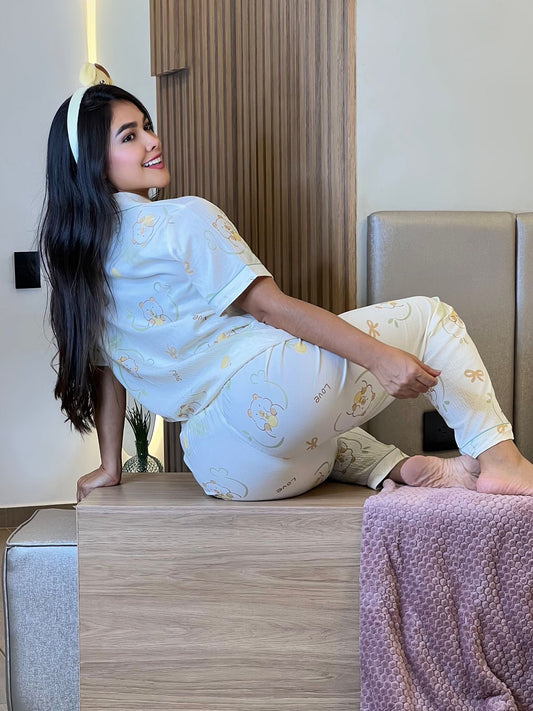 Golden Bears – Pijama Mujer 3 Piezas en Chalis Crepé